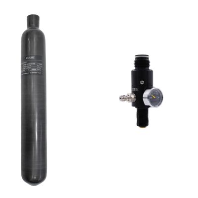 TUXING Carbon Fiber PCP Paintball Tank 0.7L 4500psi CE Approved Composite Cylinder with Paintball Regulator Valve Regulator Gauge Output Pressure:1800psi-M18*1.5