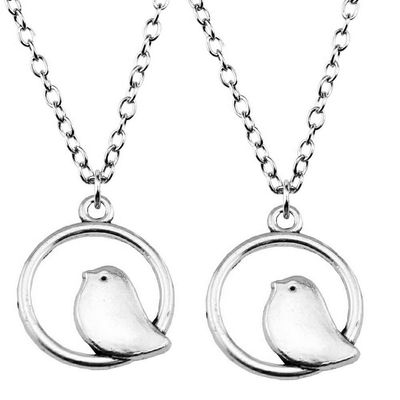 2Pcs Ancient Silver Bird Necklace
