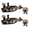 UNISTRENGH a Pair Classical Western Bronze Spurs, Decorative Board Inlaid with German Silver (Brown with The Black Spurs Bind) view 3