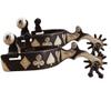 UNISTRENGH a Pair Classical Western Bronze Spurs, Decorative Board Inlaid with German Silver (Brown with The Black Spurs Bind) view 4