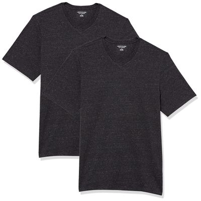 Amazon Essentials Men's Short-Sleeve V-Neck T-Shirts, Pack of 2, Charcoal Heather, 5X-Large Big Tall