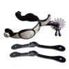 UNISTRENGH a Pair Classical Western Bronze Spurs, Decorative Board Inlaid with German Silver (Silver with The Black Spurs Bind) view 1