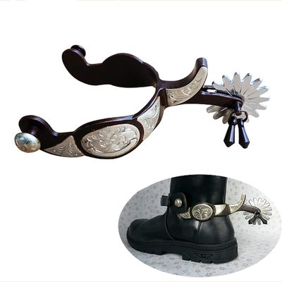 UNISTRENGH a Pair Classical Western Bronze Spurs, Decorative Board Inlaid with German Silver (Silver)
