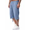 Maryia Men's Cotton Linen Lightweight Summer Beach Cropped Trousers Elastic Waist Casual Yoga Harem Capri Pants Joggers view 2