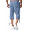 Maryia Men's Cotton Linen Lightweight Summer Beach Cropped Trousers Elastic Waist Casual Yoga Harem Capri Pants Joggers view 3