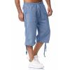 Maryia Men's Cotton Linen Lightweight Summer Beach Cropped Trousers Elastic Waist Casual Yoga Harem Capri Pants Joggers view 4