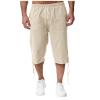 Maryia Men's Cotton Linen Lightweight Summer Beach Cropped Trousers Elastic Waist Casual Yoga Harem Capri Pants Joggers view 1