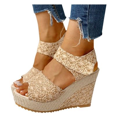 ZBYY Wedge Heels Sandals for Women,Summer Espadrille Platform Wedge Floral Bowknot Open Toe Comfy Dressy Beach Sandals