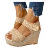 ZBYY Wedge Heels Sandals for Women,Summer Espadrille Platform Wedge Floral Bowknot Open Toe Comfy Dressy Beach Sandals view 1
