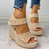 ZBYY Wedge Heels Sandals for Women,Summer Espadrille Platform Wedge Floral Bowknot Open Toe Comfy Dressy Beach Sandals view 2