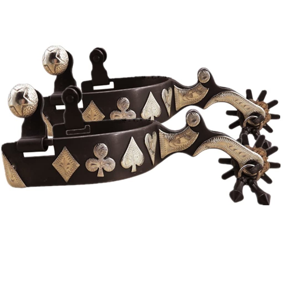 UNISTRENGH a Pair Classical Western Bronze Spurs, Decorative Board Inlaid with German Silver (Brown)
