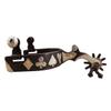 UNISTRENGH a Pair Classical Western Bronze Spurs, Decorative Board Inlaid with German Silver (Brown) view 2
