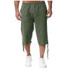 Maryia Men's Cotton Linen Lightweight Summer Beach Cropped Trousers Elastic Waist Casual Yoga Harem Capri Pants Joggers view 1