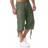 Maryia Men's Cotton Linen Lightweight Summer Beach Cropped Trousers Elastic Waist Casual Yoga Harem Capri Pants Joggers view 2