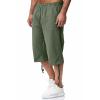 Maryia Men's Cotton Linen Lightweight Summer Beach Cropped Trousers Elastic Waist Casual Yoga Harem Capri Pants Joggers view 3