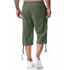 Maryia Men's Cotton Linen Lightweight Summer Beach Cropped Trousers Elastic Waist Casual Yoga Harem Capri Pants Joggers view 4