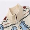 AQEACARMON Baby Boys Girls Button Up Cardigan Sweater Dinosaur Full-Zip Knit Sweater (2T Beige + Dinosaur(2 Layers Thickness)) view 3