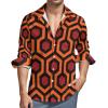 BAIKUTOUAN Shining Carpet Pattern Men's Loose Fit Long Sleeve Shirt Button-Up Casual Shirts XS view 1