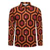 BAIKUTOUAN Shining Carpet Pattern Men's Loose Fit Long Sleeve Shirt Button-Up Casual Shirts XS view 3