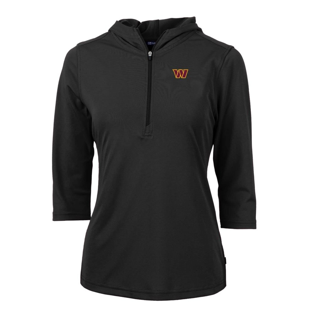 Cutter & Buck Women's Black Washington Commanders Virtue Eco Pique Half-Zip Pullover Hoodie