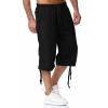 Maryia Men's Cotton Linen Lightweight Summer Beach Cropped Trousers Elastic Waist Casual Yoga Harem Capri Pants Joggers view 2