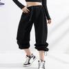 Snoly Women's Cotton High Waist Regular and Thicker Sweatpants, 2 Ways to wear: Wide Leg and Elasticized Leg (X-Small, Black) view 4
