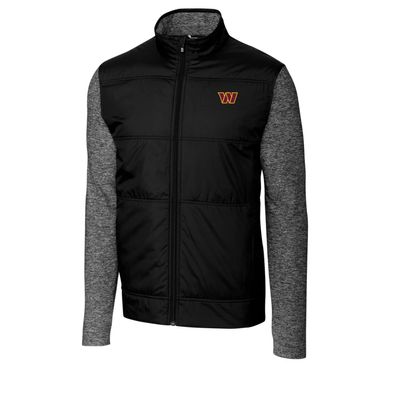 Cutter & Buck Men's Black Washington Commanders Big & Tall Stealth Quilted Full-Zip Windbreaker Jacket