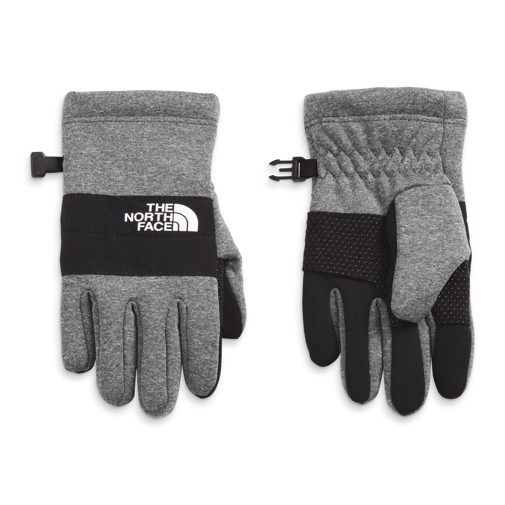 The North Face Little Kids' Sierra Fleece Etip Glove - Touchscreen Compatible, Silicone Gripper Dots, Pairing Clip, TNF Medium Grey Heather, Small