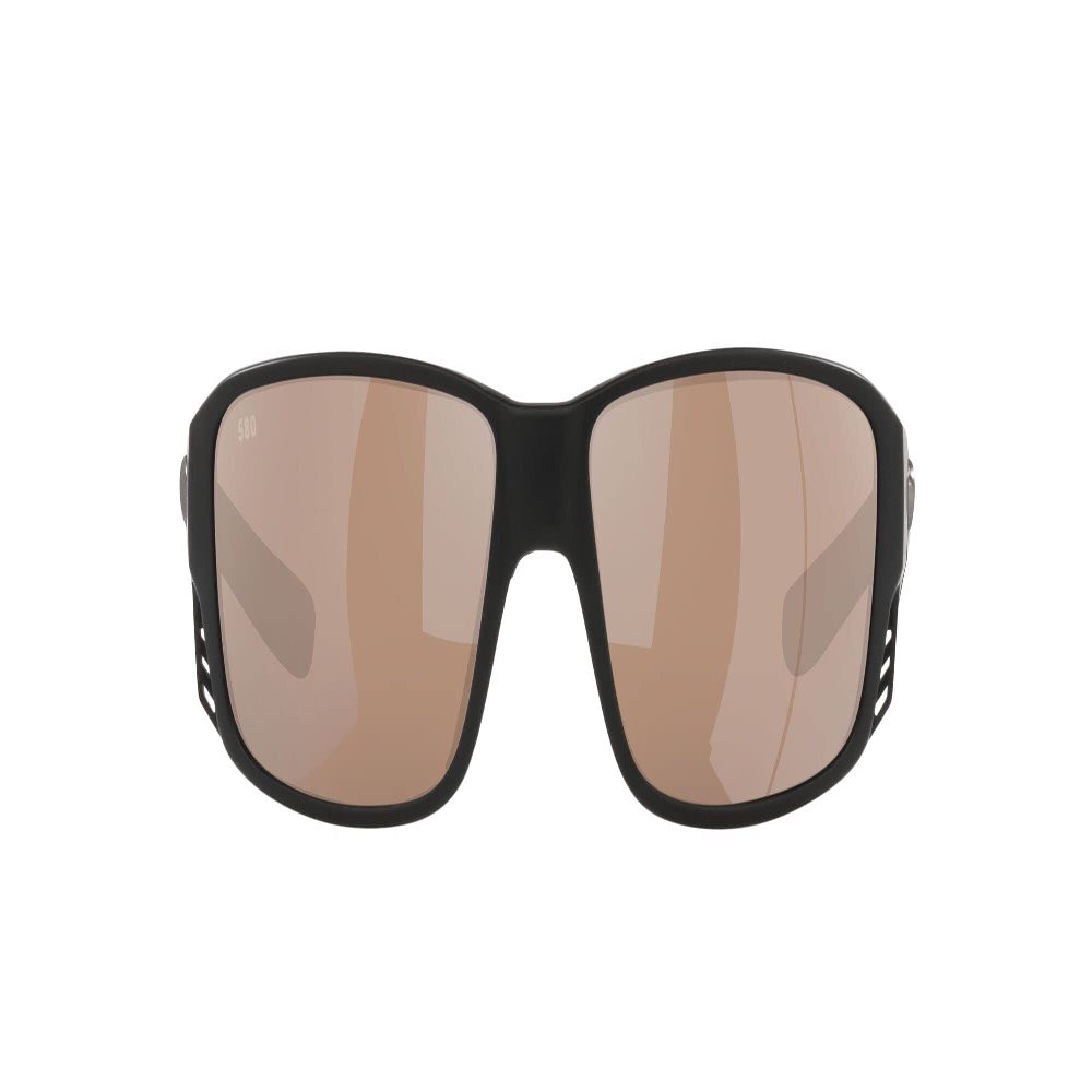 Costa Del Mar Mens Tuna Alley Pro Rectangular Sunglasses, Black/Polarized Copper Silver Mirrored 580G, 60 mm