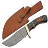 SZCO Supplies 9.75" Horn/Wood Handle Full Tang Damascus Steel Outdoor Hunting Knife With Sheath view 1
