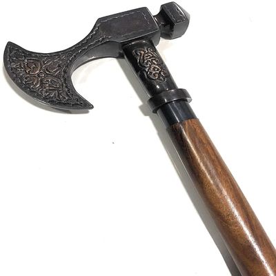 Handmade Victorian Ice Axe Head Handle Vintage Wooden Walking Stick Cane