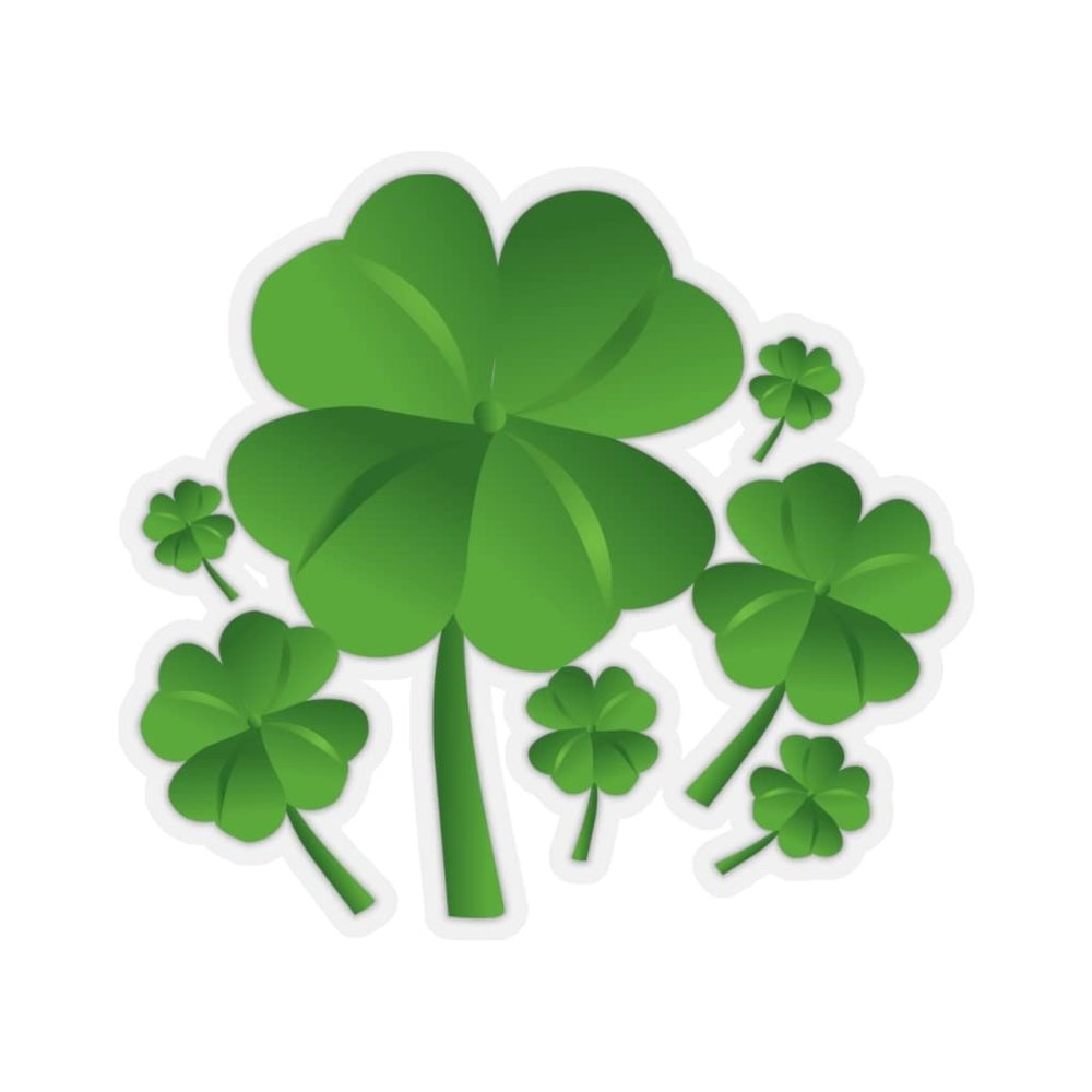 Kiss-Cut Stickers - St. Patrick's Day - 4 Leaf Clovers (6"x6", White)