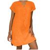 Summer Dresses for Women's Plus Size Short Sleeve Loose Cotton Linen Top Shirt Dress Ladies Knee Length Midi Sundress view 1
