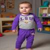 Wes and Willy Baby Sports Fan LSU One Piece and Pant Set 6M view 2