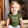 One Floral 1st Birthday Shirt for Baby Girls First Birthday Outfit White on Military Green Shirt 18 Months view 2