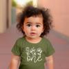 One Floral 1st Birthday Shirt for Baby Girls First Birthday Outfit White on Military Green Shirt 18 Months view 3