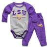 Wes and Willy Baby Sports Fan LSU One Piece and Pant Set 24M view 1