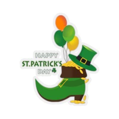 Kiss-Cut Stickers - St. Patrick's Day - leprechaun's Shoe with Gold Coins (3"x3", White)