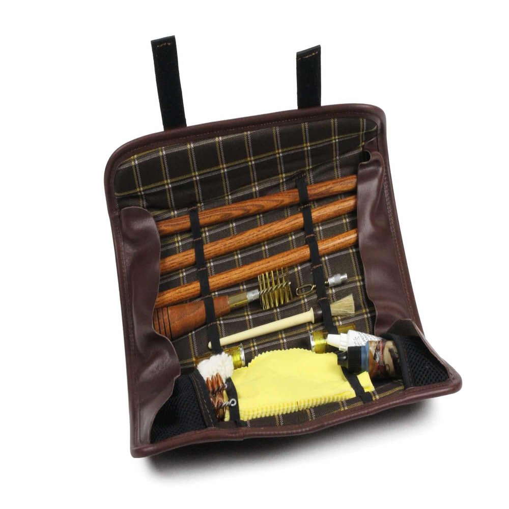 Sporting Leather Wood Rod Shotgun Cleaning Kit by INTELCASE - 34" Barrel