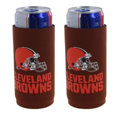 Football 12oz 2-Pack Slim Skinny Can Holder Insulator Beverage Huggie Cooler Coozies (Cleveland (Browns))