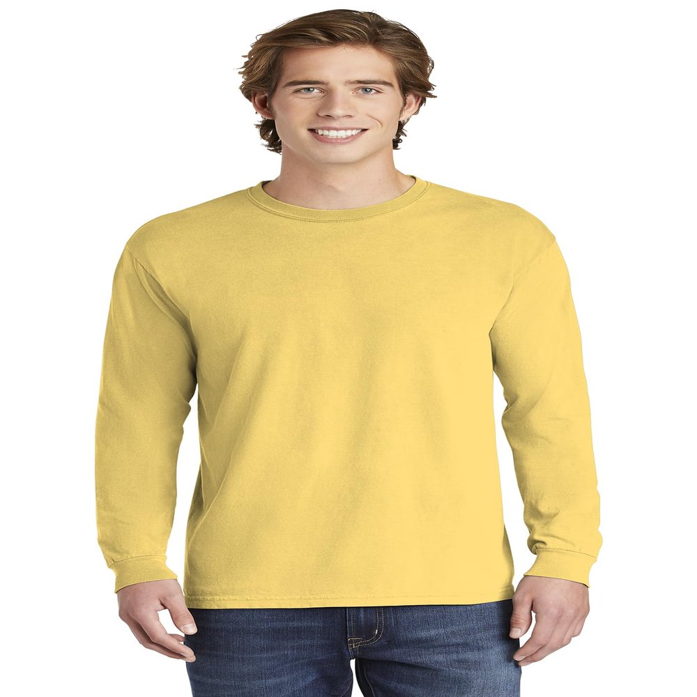 Comfort Colors Men's Adult Long Sleeve Tee, Style 6014 (X-Large, Butter)