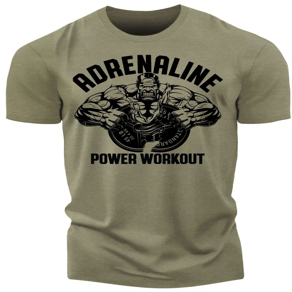 Gymish Lifestyle Adrenaline, Power Workout T-Shirt Shirts for Men for Gym Inspiration, Green, XXL