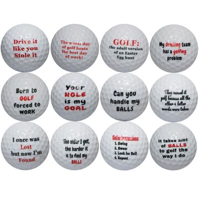 Golf Humor Golf Balls 12-Pack Funny Gag Gift Set for Golfers Novelty Balls with Sarcastic Sayings
