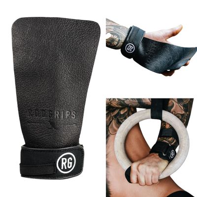 RooGrips 3 Finger Premium Leather Hand Grips for Gymnastic Bars, Cross Training, Gym & Home Workouts, Pull Up Bars & Weightlifting - The Most Durable Palm Guard from Rips and Blisters
