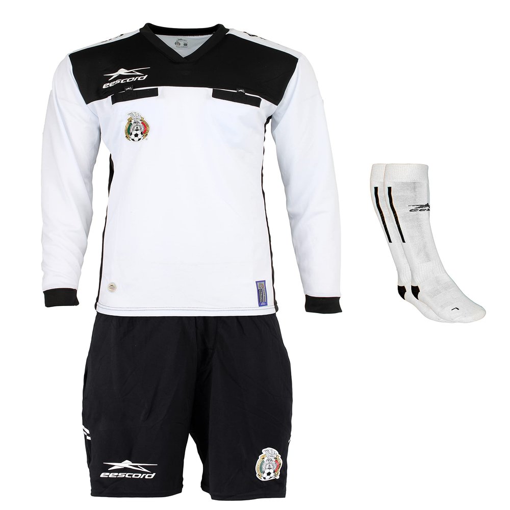 eescord Authentic Official Femexfut Referee Uniform 2022 Arbitro Mexico L/Sleeve (Small, White)