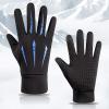 FUFU Gloves Unisex Bicycle Gloves Running Gloves Touch Screen Non-Slip Waterproof Windproof Sports Winter Gloves Cotton Layer Thickening (Color : Blue) view 2