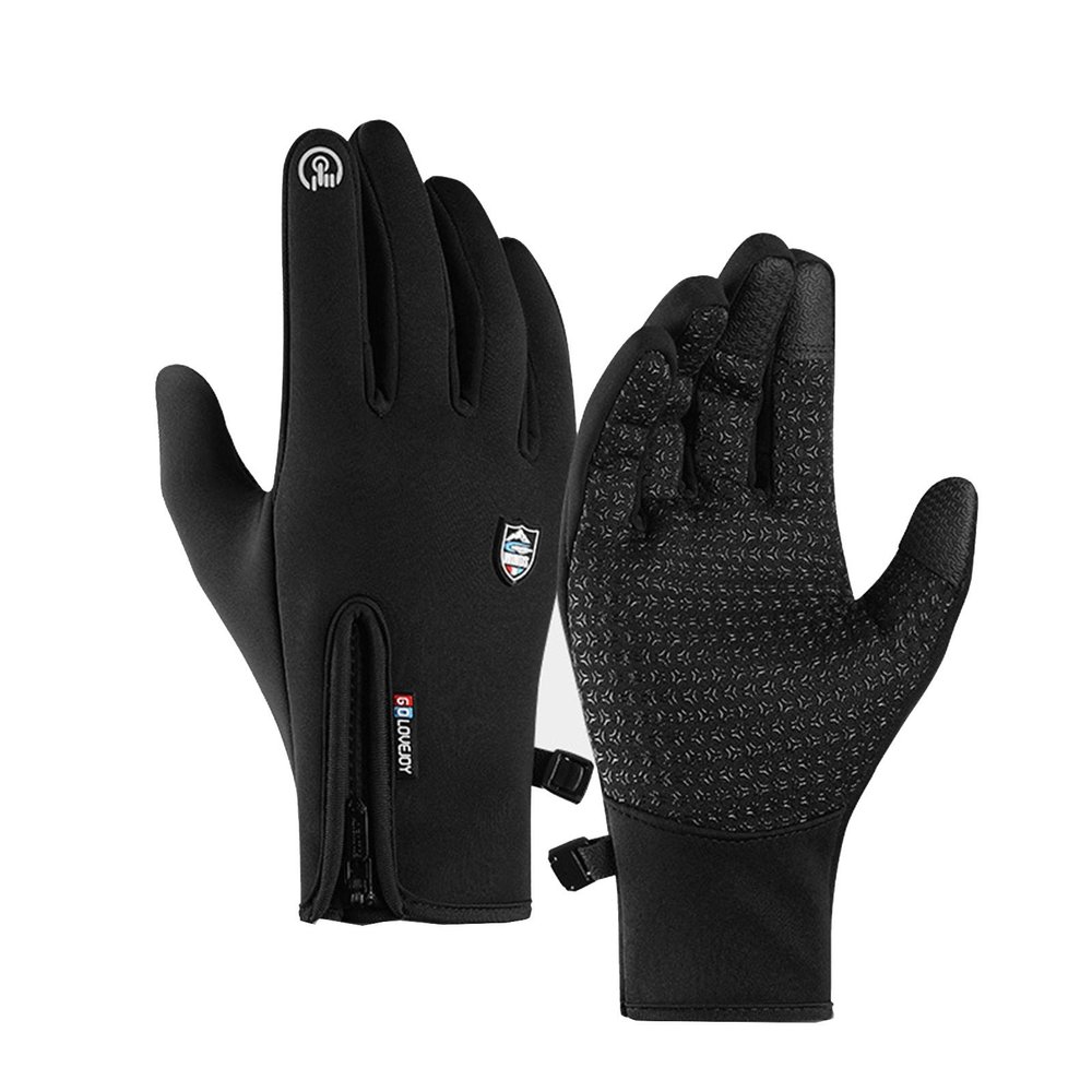 FUFU Gloves Anti-Slip Winter Gloves Wind Cold Protection Gloves, Riding Gloves Suitable for Cycling, Driving, Running and Fishing (Color : Black, Size : XL)