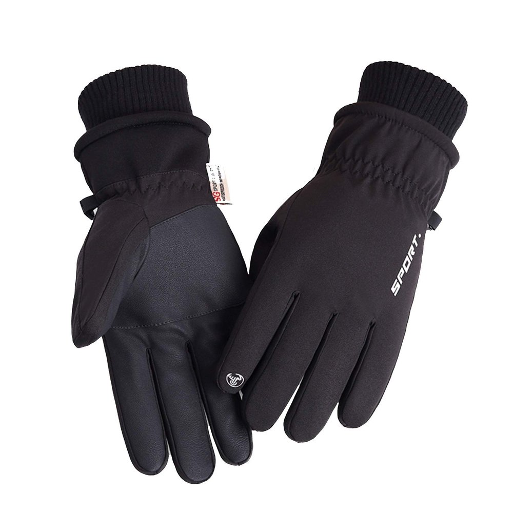 FUFU Gloves Winter Thermal Windproof Gloves Touchscreen Gloves for Cold Weather Skiing Cycling Running Hiking (Color : Black)