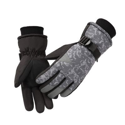 FUFU Gloves Winter Gloves, Men Women Thermal Waterproof Windproof Gloves for Cycling, Motorcycle, Skiing (Color : Gray)