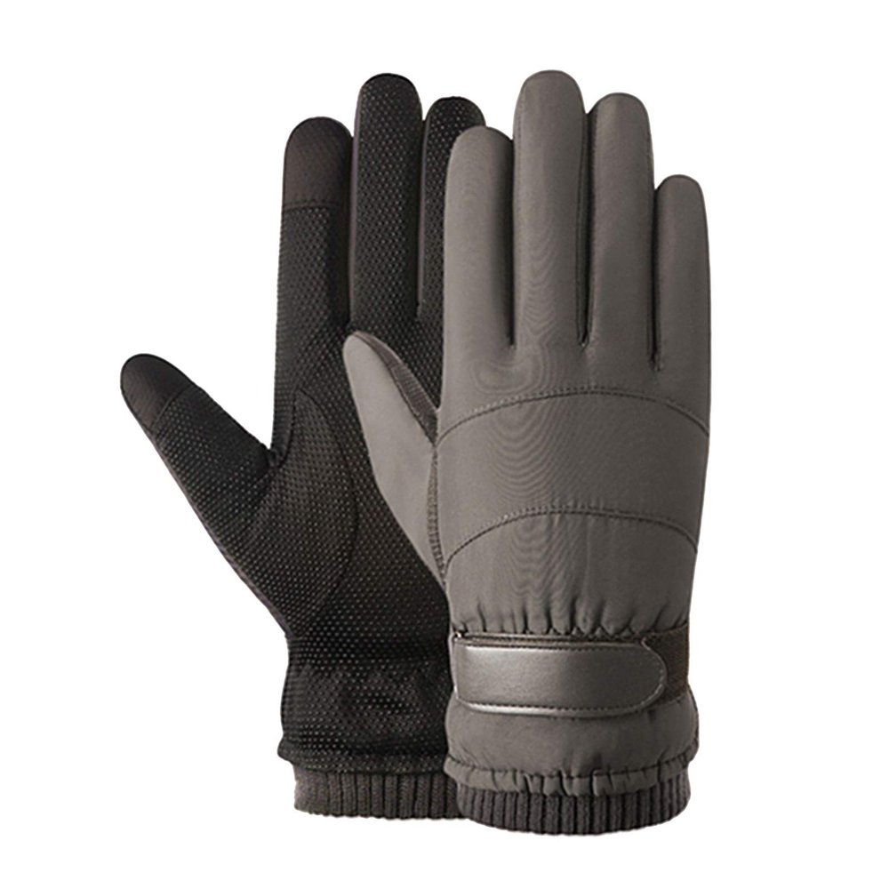 FUFU Gloves Winter Warm Gloves, Touch Screen Gloves, Waterproof and Windproof Bicycle Gloves, Daily Use (Color : Gray, Size : XXL)